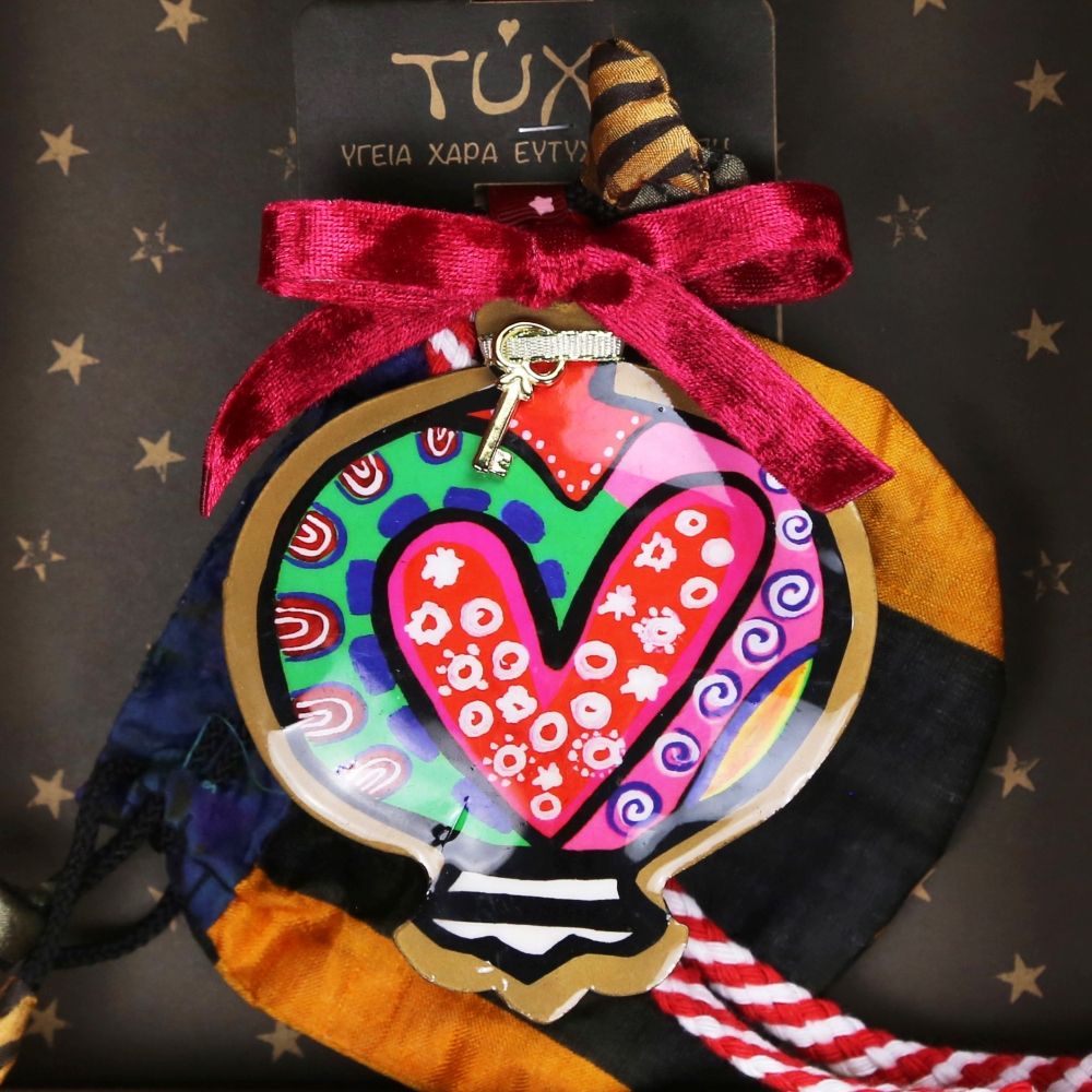 Γούρι Ρόδι boho-Καρδιά - μέταλλο