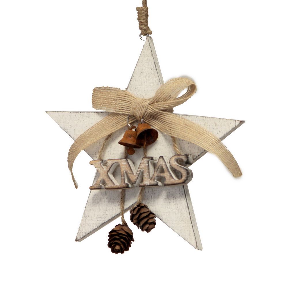Στολίδι ξύλινο αστέρι XMAS 15,5εκ.