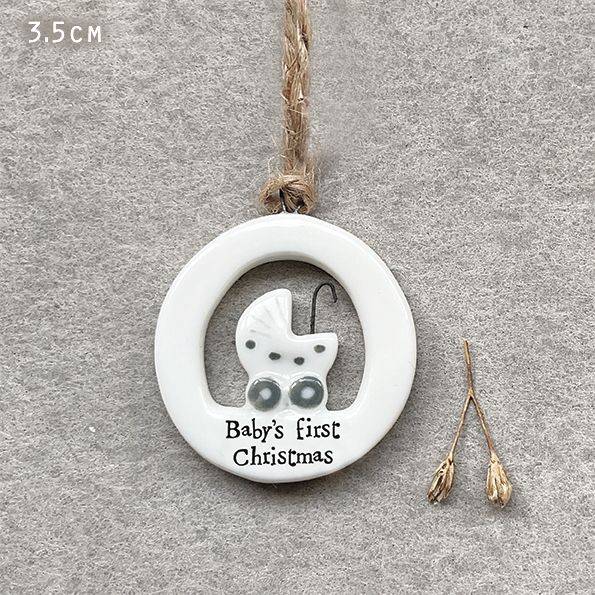 Πορσελάνινος κύκλος 3,5εκ.-Baby's first Christmas