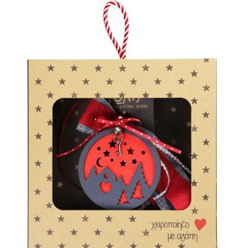 Γούρι Γκρι/Κόκκινο στολίδι-Δέντρα