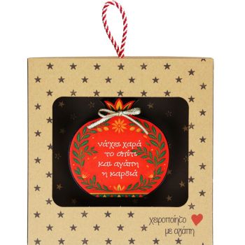 Γούρι επιτραπέζιο 18εκ. - Ρόδι με άνθη-να'χει χαρά