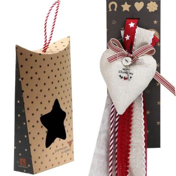 Γούρι Καρδιά λινή-Merry Christmas 30x19εκ. από ύφασμα