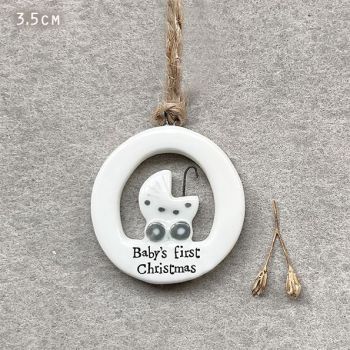 Πορσελάνινος κύκλος 3,5εκ.-Baby's first Christmas