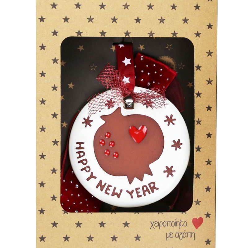 Φωτογραφία από Γούρι Κεραμικό ρόδι HNY-Κόκκινο