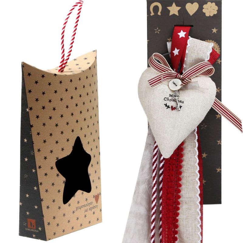 Φωτογραφία από Γούρι Καρδιά λινή-Merry Christmas 30x19εκ. από ύφασμα