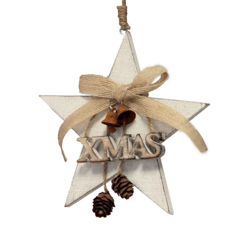 Φωτογραφία από Στολίδι ξύλινο αστέρι XMAS 15,5εκ.